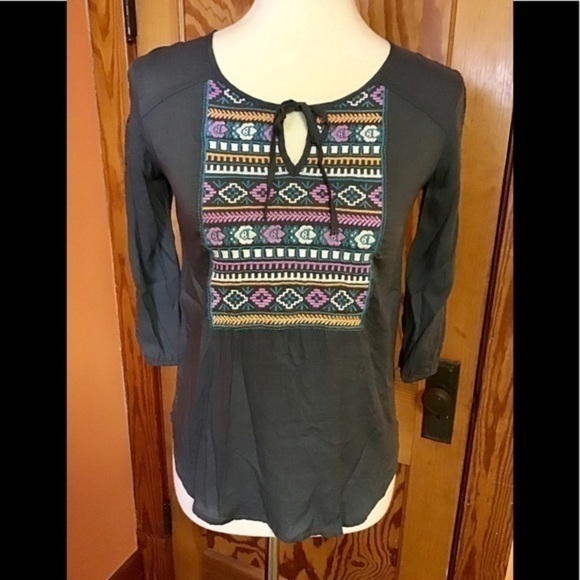 Mossimo boho embroidered small hippie chic tunic - Picture 2 of 6